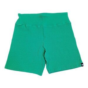 EleVen by Venus Williams NEW Allure Biker Short Green Apple Waffle Stretch Med